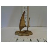 Vintage Solid Brass Sailboat Figurine