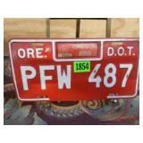 Oregon D.O.T. License Plate