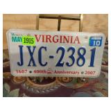 Virginia 400th Anniversary License Plate