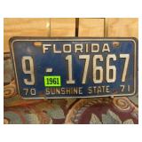 1970-71 Florida License Plate