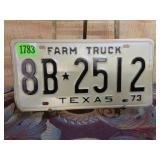 1973 Texas Farm Truck License Plate