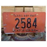 1964 Texas Bay Bait License Plate "RARE"
