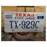 2001 Texas State Judge License Plate