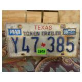 Texas Token Trailer License Plate