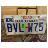 Texas Farm Trailer License Plate