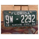 1958 Florida License Plate