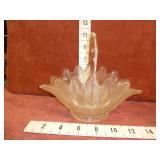 Vintage L.E.Smith Fern Feather Ribbed Glass Basket