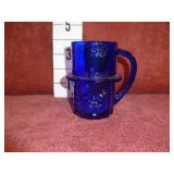 Vintage Cobalt Blue Mr. Peanut  Glass Mug