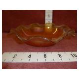 Vintage Iris & Herringbone Carnival Glass Bowl