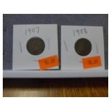 1907 & 1908 Indian Head Pennies