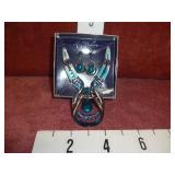 Vintage Blue Teardrop Necklace & Earrings Set