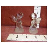 2-Vintage Clear Glass Parying Angle Figurines
