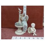 Vintage Porcelain 13' Angel & Small Angel