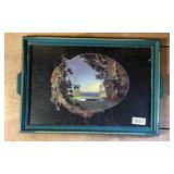 Antique Art Nouveau Glass Top Serving Tray