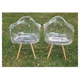 Pair Clear Lucite Reproduction Chairs