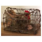 Grass Pine Hen on Nest 12" Wire Cage
