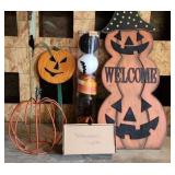 Halloween Decoration Lot Pumpkins Lights Wooden