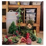 Christmas Lot Wrapping Paper Bin Metal Tree Decor