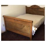 Antique Tiger Oak Double Bed Headboard 58w 74L