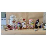 Cloisonne Bells Christmas Lot Santa Snowmen