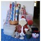 Christmas Wrapping Paper Lot Plastic Bins Santa