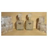 Bourbon Scotch Decanters Heavy Glass 4" Tumblers