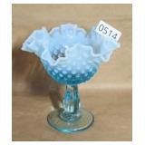 Fenton Ruffled Hobnail Candy Blue Opalescent