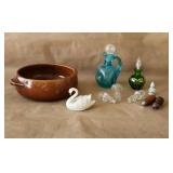 McCoy Brown Serving Dish Lenox Ceramic Swan Blue