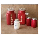 Glass Canister Painted Salt Pepper