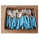 Stainless Flatware Blue Handled Forks Spoons