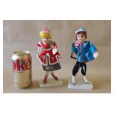 Vintage Mid Century Felt Winter Skaters Japan