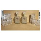 Bourbon Scotch Decanters Heavy Glass 4" Tumblers