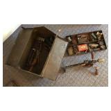 Kennedy Vintage Metal Leather Handle Toolbox and