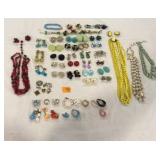 Costume Jewelry Clip Earrings Necklace Lot