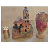 1940s Chalkware Lamp Vase As Is