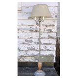 Floor Lamp Fiberglass Shade Slag Glass Base 61H