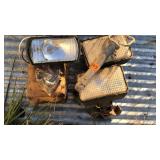 Tractor Side Headlights Lot and Hitch Pin
