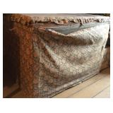 Box Wood Frame Fabric Cover Floral Over Ticking