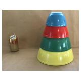 Pyrex Red Blue Yellow Green Nesting Mixing Bowl