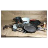 Galvanized Cup Scoop Metal Skillets Spoons Red