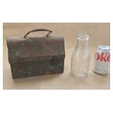 Green Metal Lunch Box Triangle Milk Bottle