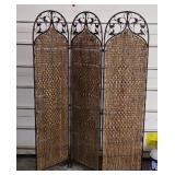 Wicker Metal Folding Screen