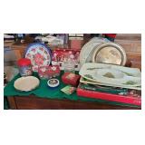 Christmas Tins Platters Lot Coasters Mikasa