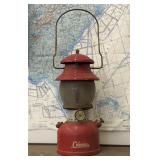 Vintage Red Coleman 200A Lantern 82 Pyrex Globe-