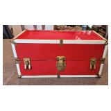 1950s Red Metal Doll Trunk & Contents