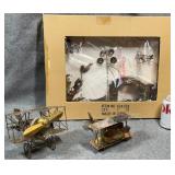 Metal Bi-Plane Music Box Wind Up Propeller and