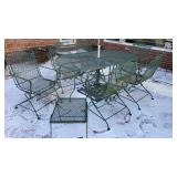 Metal Patio/ Deck Table, 6 Chairs & Side Table
