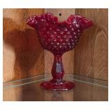 Fenton Ruffled Edge Hobnail Cranberry Red