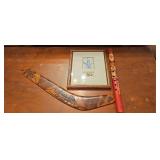 Carved Boomerang Indian Print Carved Flute