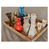 Small Vase Lot Crackle Glass Metal Glass Ceramic